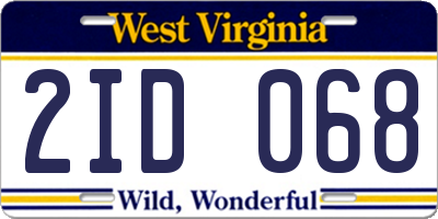 WV license plate 2ID068
