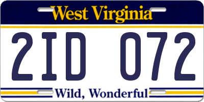 WV license plate 2ID072