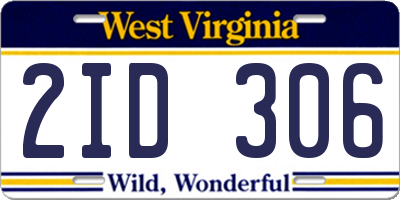 WV license plate 2ID306