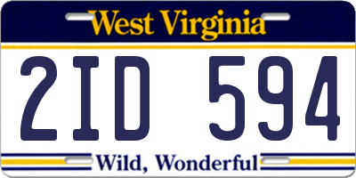 WV license plate 2ID594