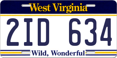 WV license plate 2ID634
