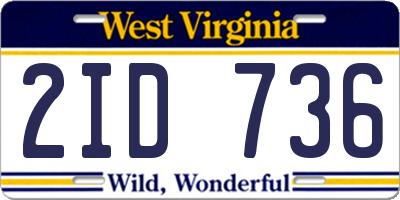WV license plate 2ID736