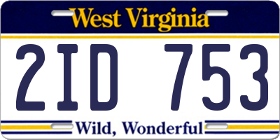 WV license plate 2ID753