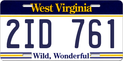 WV license plate 2ID761