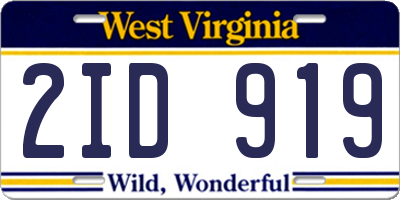 WV license plate 2ID919