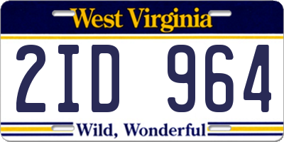 WV license plate 2ID964