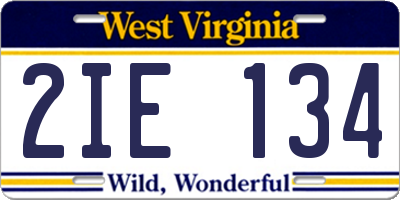 WV license plate 2IE134