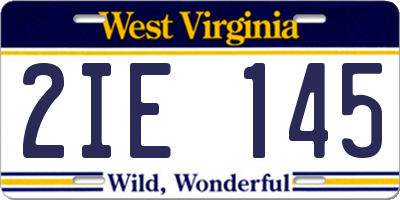 WV license plate 2IE145