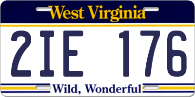 WV license plate 2IE176
