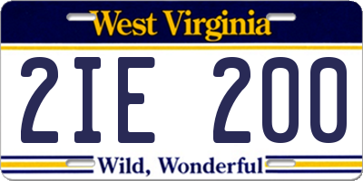 WV license plate 2IE200