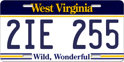 WV license plate 2IE255