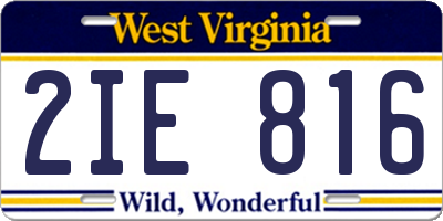 WV license plate 2IE816