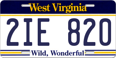 WV license plate 2IE820
