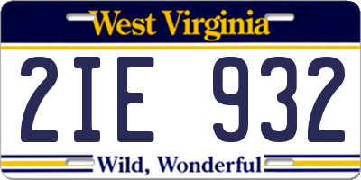 WV license plate 2IE932