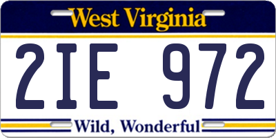 WV license plate 2IE972