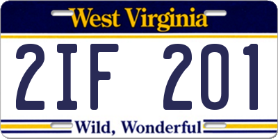 WV license plate 2IF201