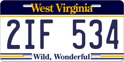 WV license plate 2IF534