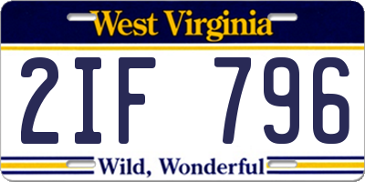 WV license plate 2IF796