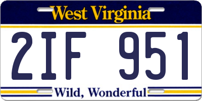 WV license plate 2IF951