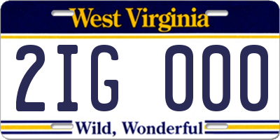 WV license plate 2IG000