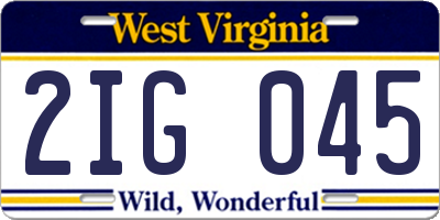 WV license plate 2IG045