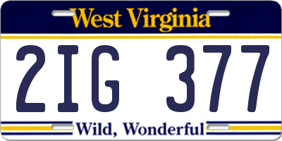 WV license plate 2IG377
