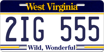 WV license plate 2IG555