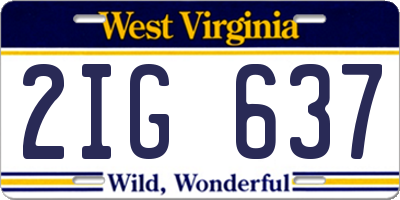 WV license plate 2IG637