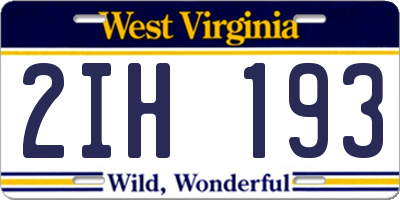 WV license plate 2IH193