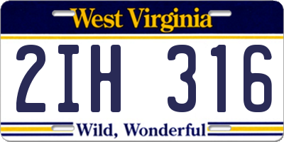WV license plate 2IH316