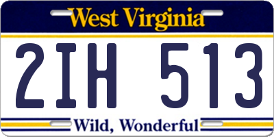 WV license plate 2IH513