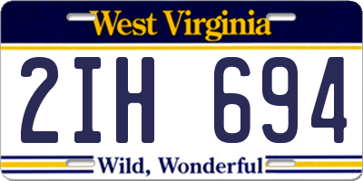 WV license plate 2IH694