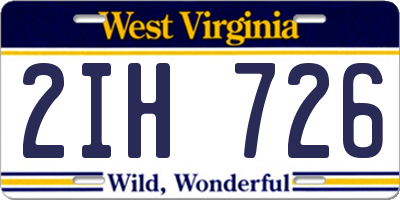WV license plate 2IH726