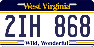 WV license plate 2IH868