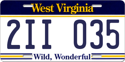 WV license plate 2II035
