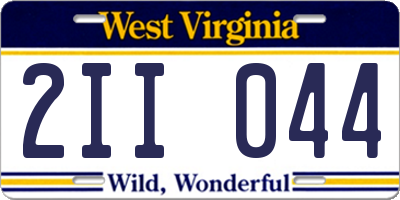 WV license plate 2II044