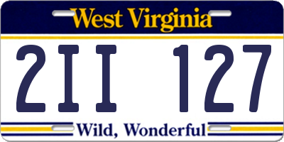 WV license plate 2II127