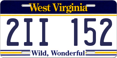 WV license plate 2II152