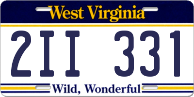 WV license plate 2II331