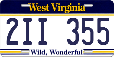 WV license plate 2II355