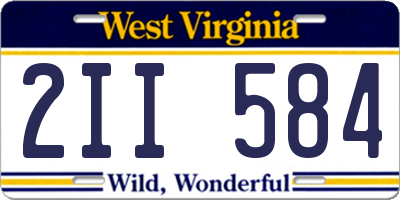WV license plate 2II584