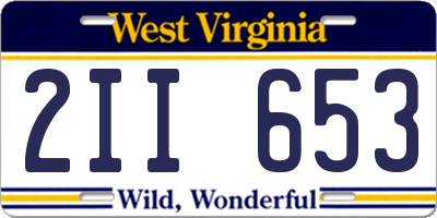 WV license plate 2II653