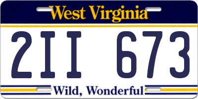 WV license plate 2II673