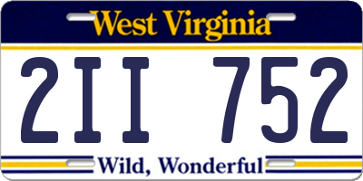 WV license plate 2II752