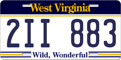 WV license plate 2II883