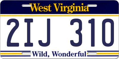 WV license plate 2IJ310