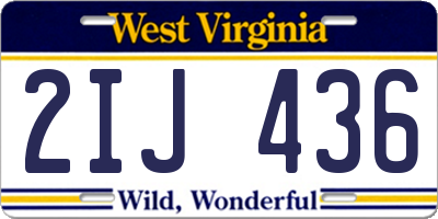 WV license plate 2IJ436
