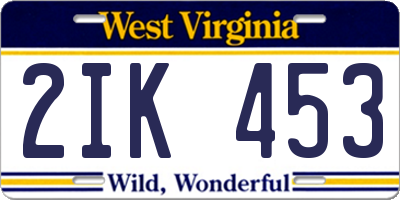 WV license plate 2IK453