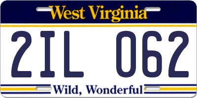 WV license plate 2IL062