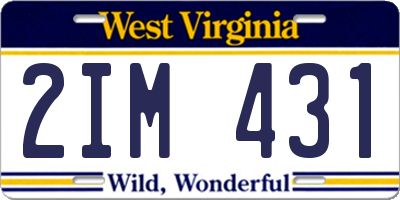 WV license plate 2IM431